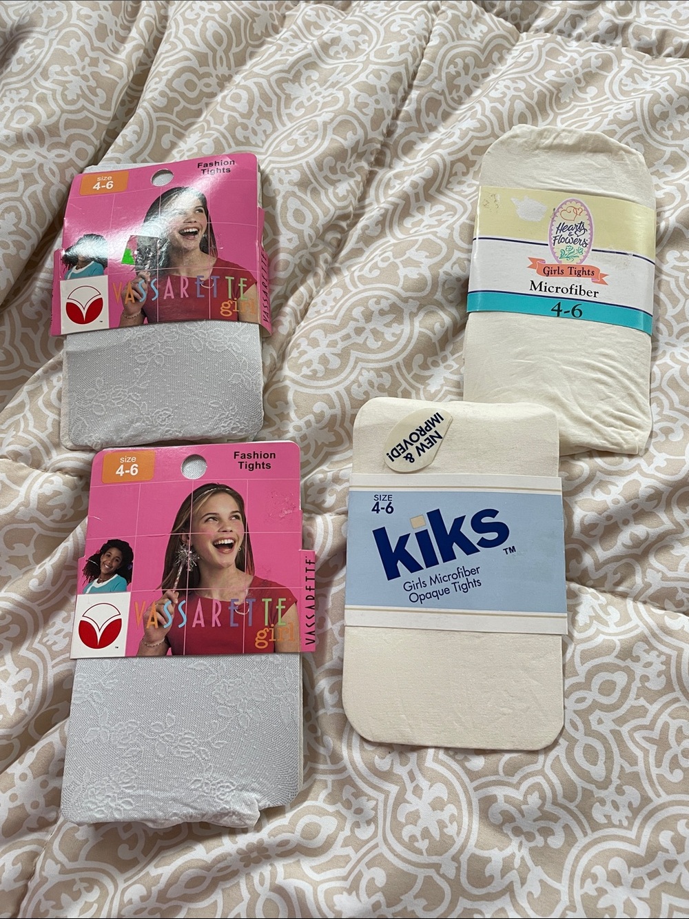 Girls Tights Pack — White and Cream